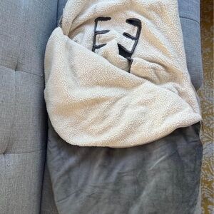 Cozy Cream and Gray Sherpa Blanket